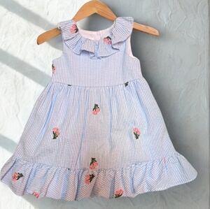 🌟 18-24 MO BONNIE BABY Dress Sleeveless Seersucker Lined w Bloomers 🌟
